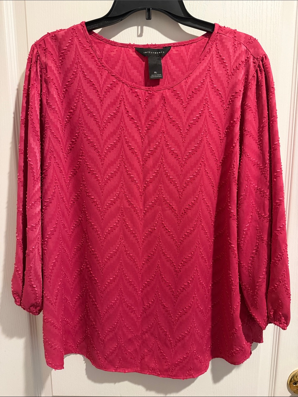 Investments Hot Pink Chevron Textured Blouse